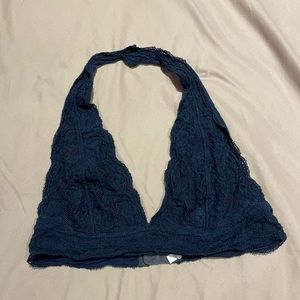 Free People Lace Halter Bralette (Navy)